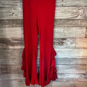 Elegant Red Flare Pants